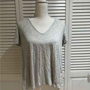 Lush Black and White Striped V-Neck Tee